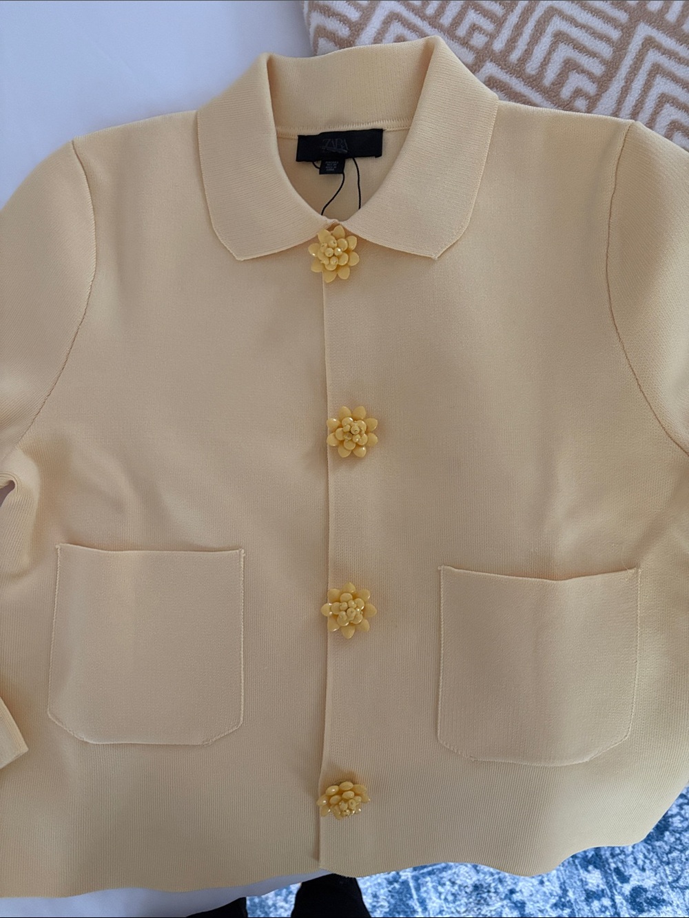 Zara Yellow Beaded Cardigan Jacket